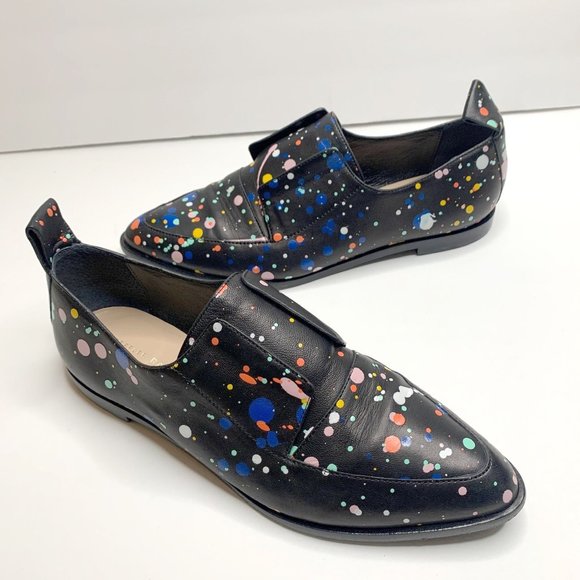 Loeffler Randall Shoes - LOEFFLER RANDALL Agnes Splatter Paint Leather Oxfords In Black-multi Sz 8B